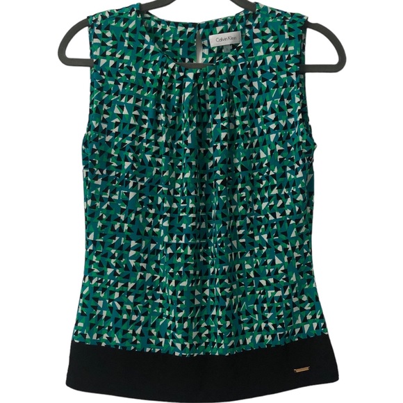 Calvin Klein Tops - Calvin Klein Geometric Print Sleeveless Top in Green Size Small